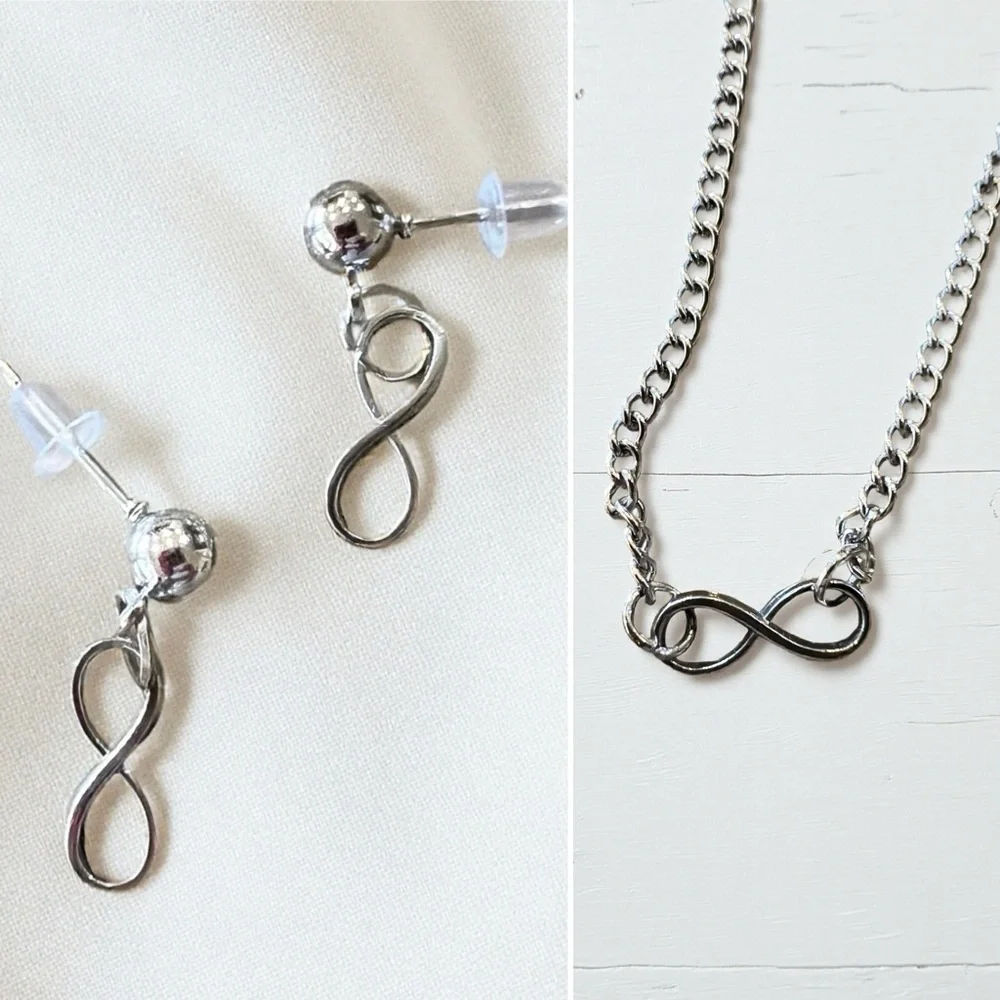Vintage Dainty and Delicate Infinity Symbol Necklace and Earring Set